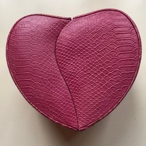 Charlie Lapson Heart Shaped pink Jewelry Box.